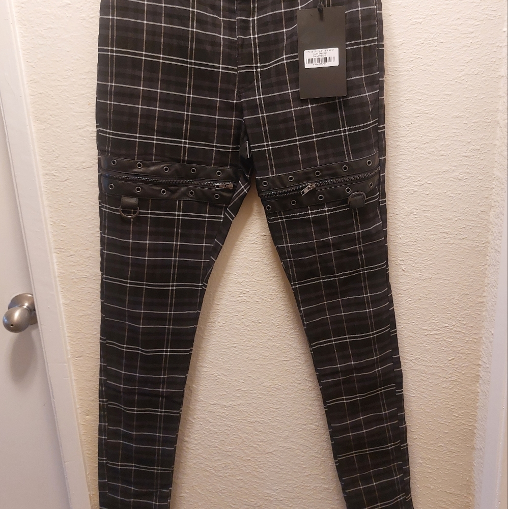 Killstar XL NWT Ash Tartan Skinny trousers